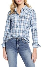 Wrangler Embroidered Western Check Shirt   Nordstrom at Nordstrom